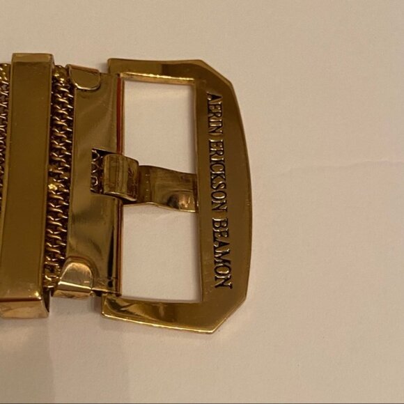 VINTAGE ERICKSON BEAMON BRACELET WIDE GOLD TONE MESH BELT BUCKLE LOOK 7” - 7.5” - Picture 14 of 16